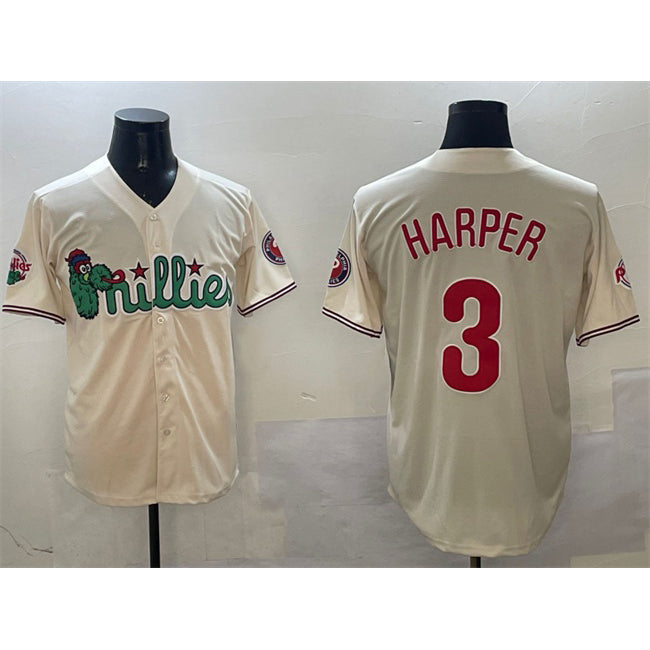 Philadelphia Phillies #3 Bryce Harper Cream Tomch Phanatic Limited Stitched Jersey