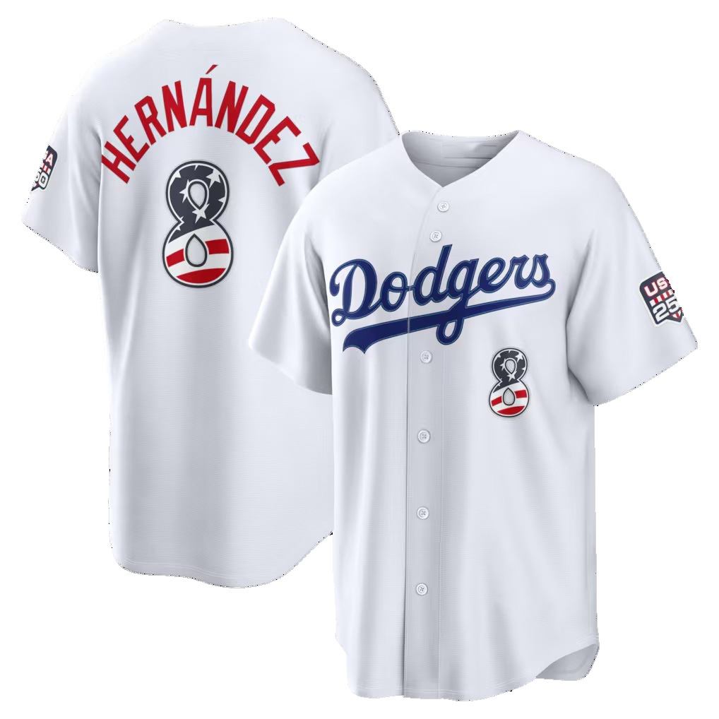 Los Angeles Dodgers #8 Enrique Hernandez Fourth of July White Tomch USA 250 Stadium Jersey