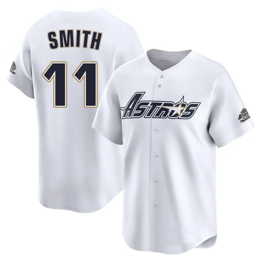 Houston Astros #11 Cam Smith Player White Tomch Throwback Cooperstown Collection Limited Stitched Jerseys