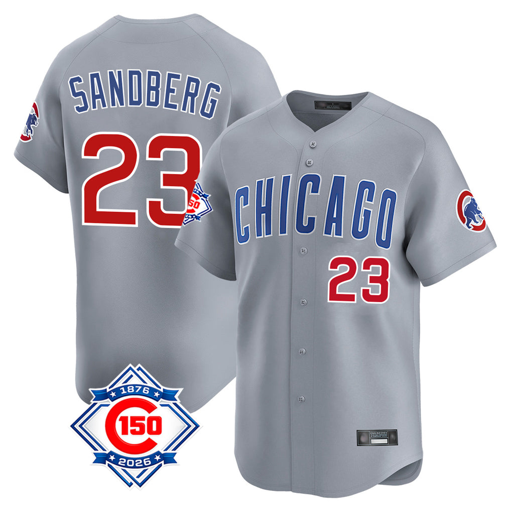 Chicago Cubs #23 Ryne Sandberg Player Gray Tomch Road 150th Anniversary Limited Home Stitched Jerseys