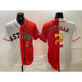 Houston Astros #2 Alex Bregman White Orange Tomch Split Stitched Jerseys