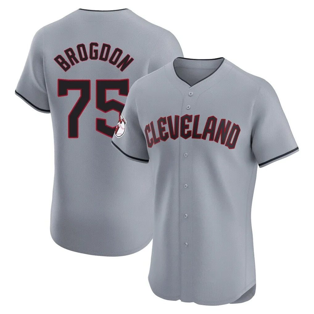 Cleveland Guardians #75 Connor Brogdon Player Gray Tomch Road Limited Elite Home Stitched Jerseys