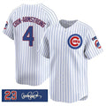 Chicago Cubs #4 Pete Crow-Armstrong White Thaam Pinstripe 'Ryne Sandberg Tribute' Vapor Limited V3 Stitched Jersey