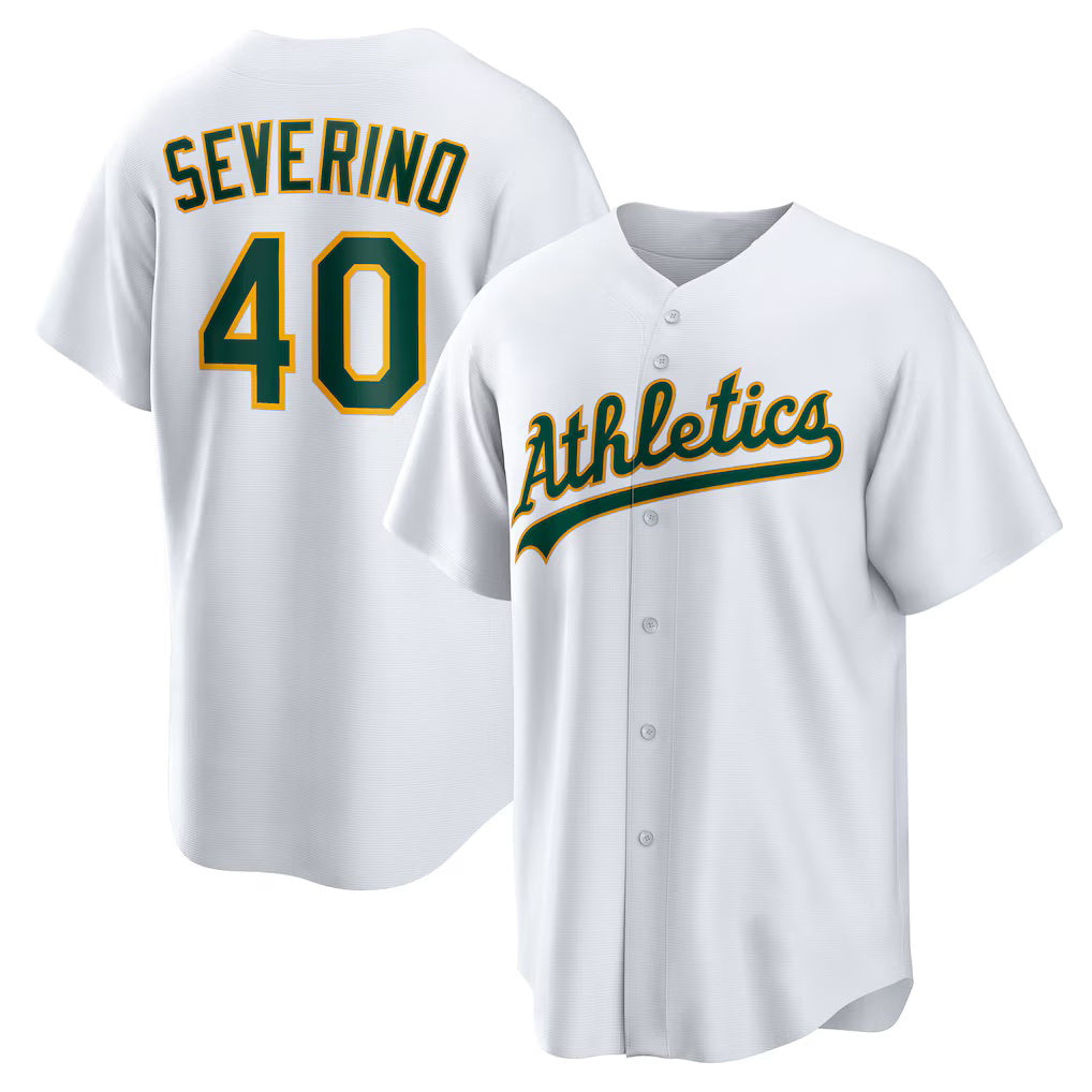 Oakland Athletics #40 Luis Severino White Tomch Home Replica Jersey