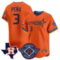Houston Astros #3 Jeremy Pena Player Orange Tomch City Connect Texas Patch Vapor Premier Limited Home Stitched Jerseys
