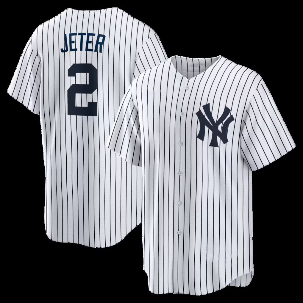 New York Yankees #2 Derek Jeter White Tomch Home Retired Player Replica Jersey