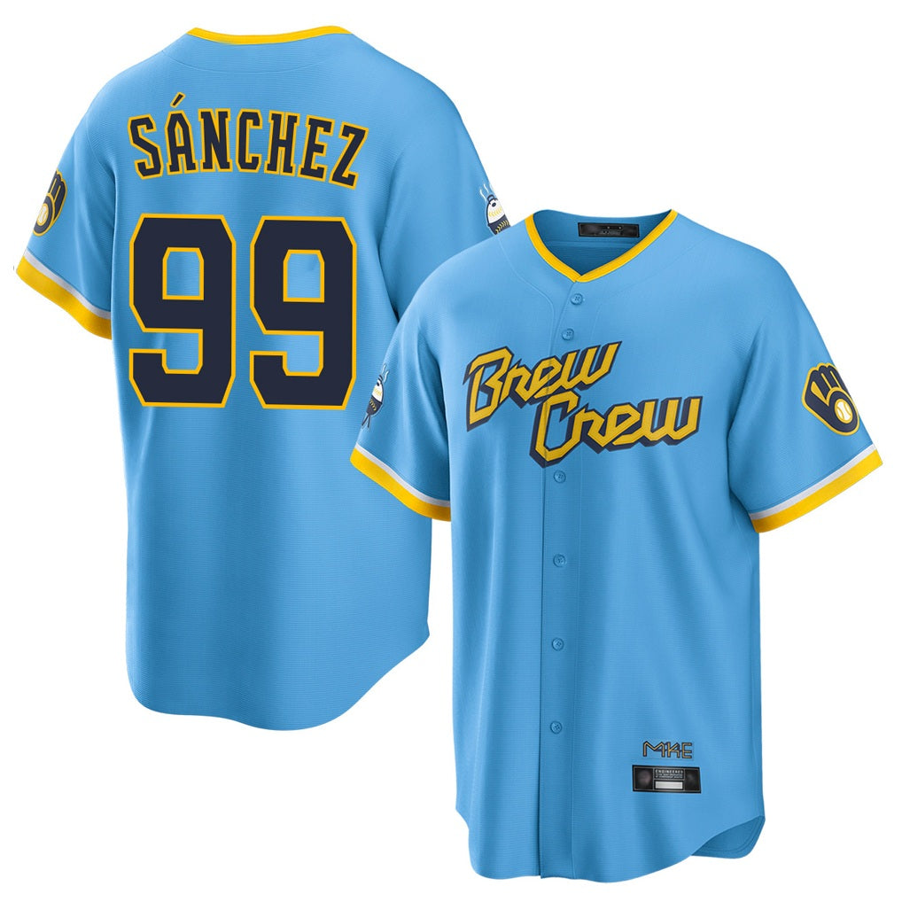 Milwaukee Brewers #99 Gary Sanchez Player Light Blue Tomch City Connect Home Game Stitched Jerseys