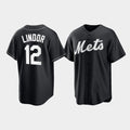 New York Mets #12 Francisco Lindor Black Tomch Cool Base Stitched Jersey