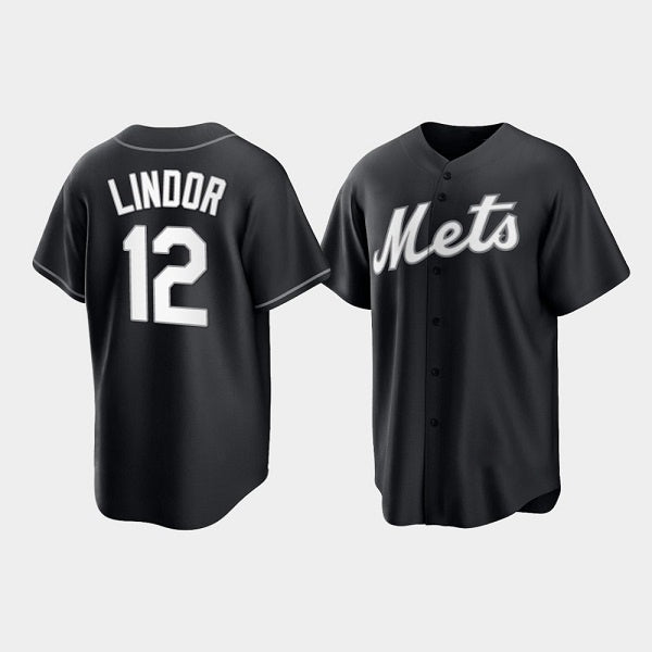 New York Mets #12 Francisco Lindor Black Tomch Cool Base Stitched Jersey