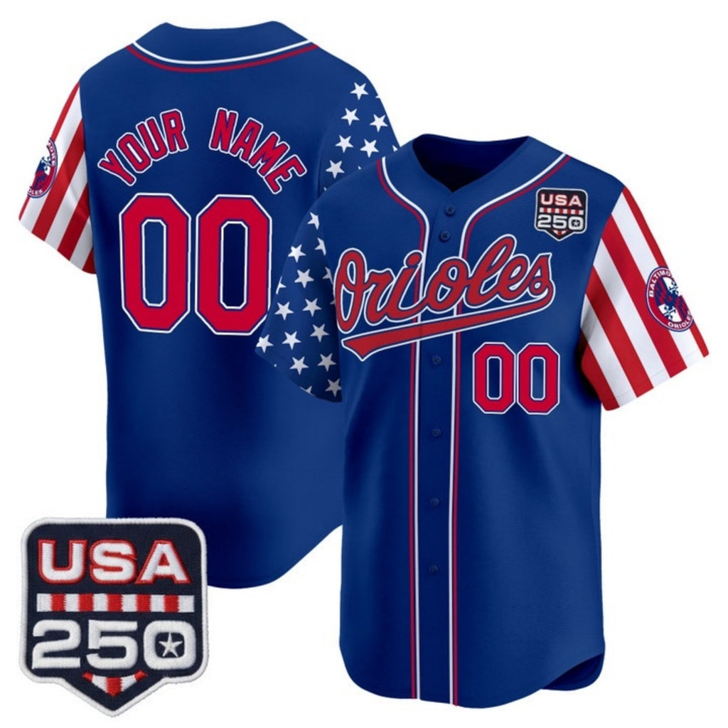 Custom Baltimore Orioles America 250 Edition Vapor Premier Limited Royal Tomch Stitched Jerseys