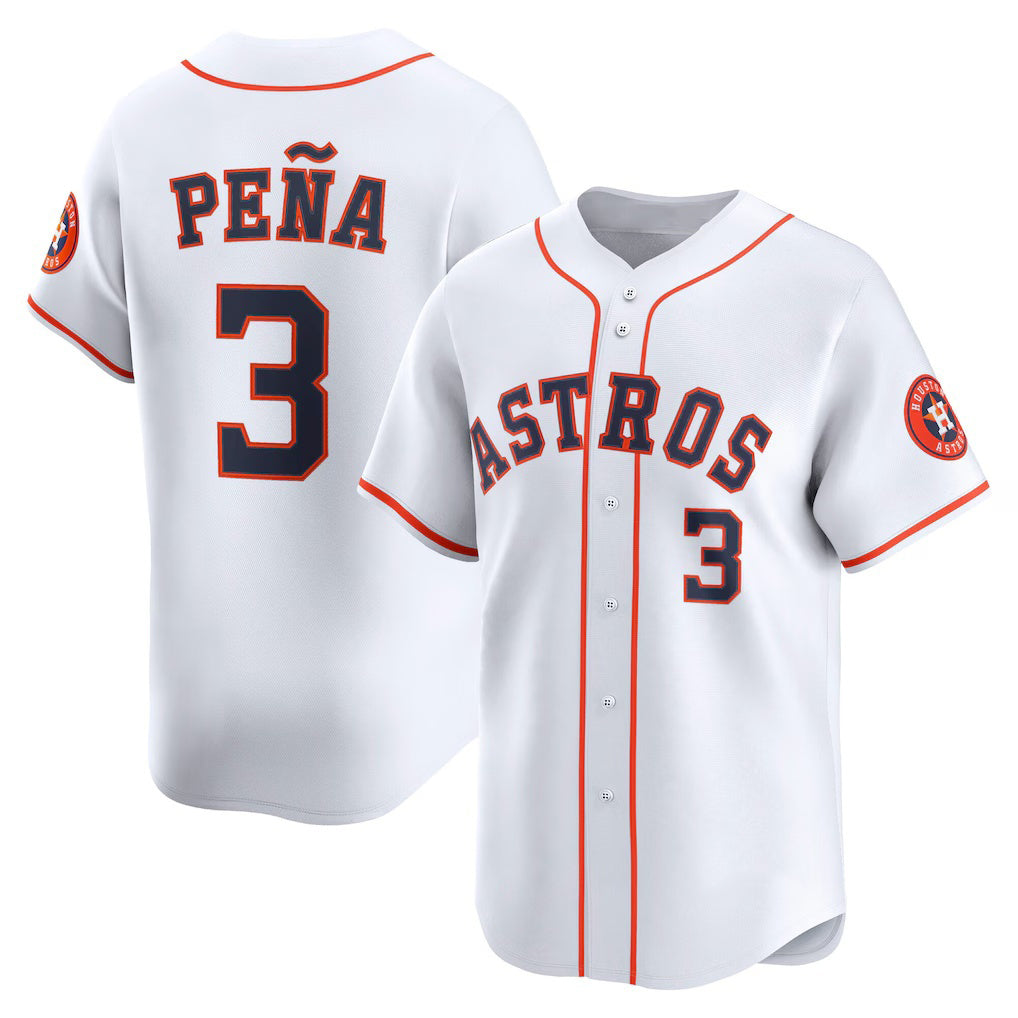 Houston Astros #3 Jeremy Pe?a White Thaam Home Limited Player Jersey