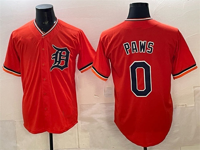 Detroit Tigers #0 Paws Orange Tomch Limited Stitched Jersey