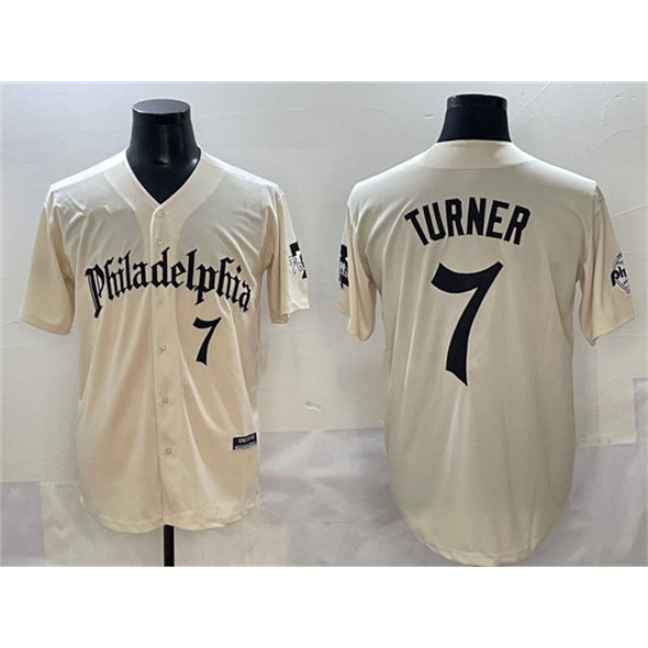 Philadelphia Phillies #7 Trea Turner Cream Tomch Gothic Vapor Limited Stitched Jersey