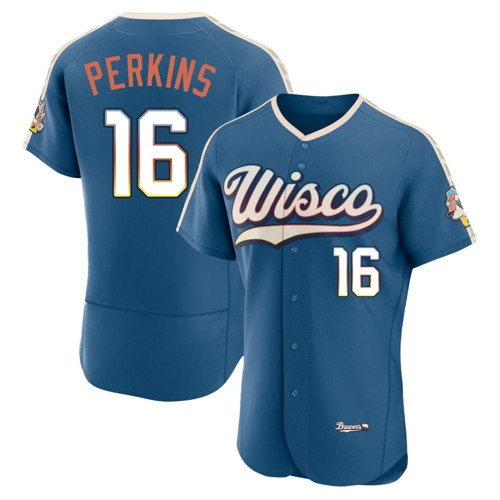 Milwaukee Brewers #16 Blake Perkins Player Blue Tomch 2026 City Connect Home Limited Elite Stitched Jerseys