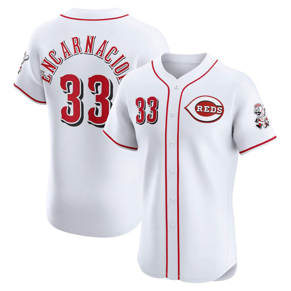 Cincinnati Reds #33 Christian Encarnacion-Strand White Tomch Home Elite Jersey