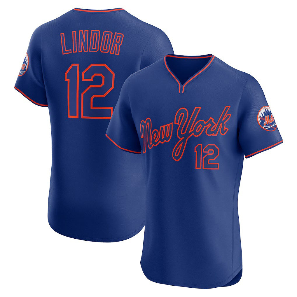New York Mets #12 Francisco Lindor Royal Tomch Alternate 2 Elite Jersey