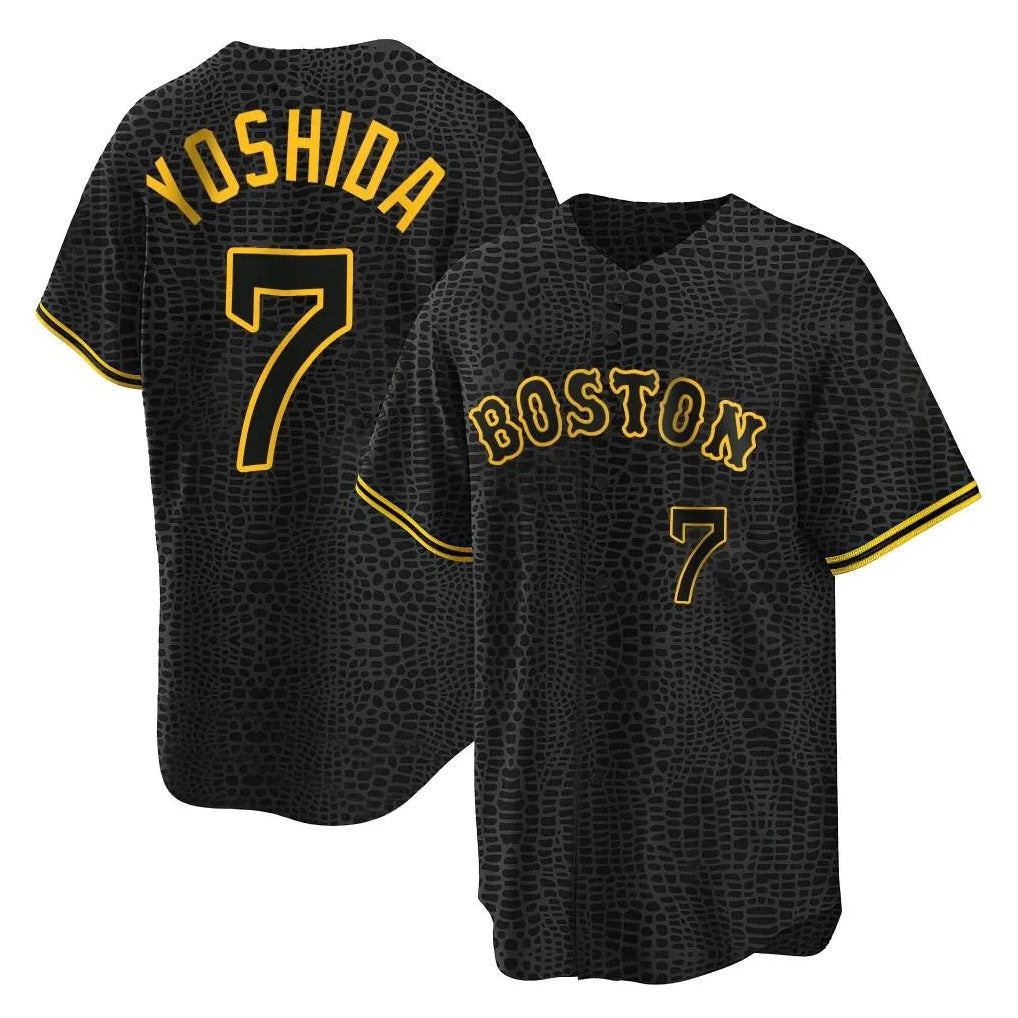 Boston Red Sox #7 Masataka Yoshida Player Black Tomch Snake Skin City Home Game Stitched Jerseys