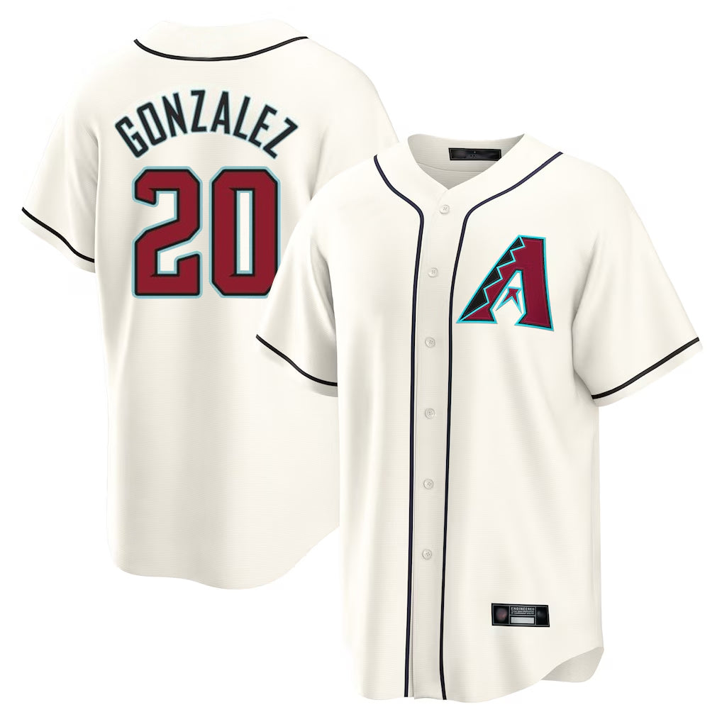Arizona Diamondbacks #20 Luis Gonzalez Player Cream Tomch Home Game Stitched Jerseys
