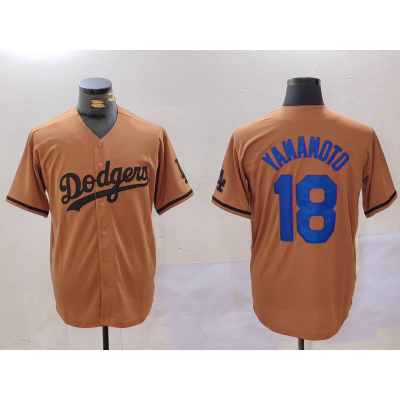 Los Angeles Dodgers #18 Yoshinobu Yamamoto Olive Thaam Cool Base Limited Stitched Jersey