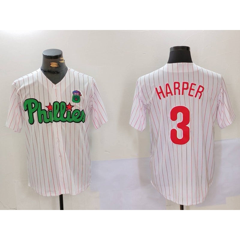 Philadelphia Phillies #3 Bryce Harper White Green Tomch Cool Base Stitched Jersey 2