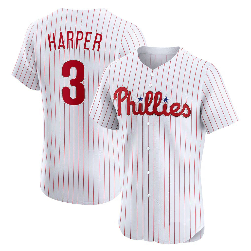 Philadelphia Phillies #3 Bryce Harper White Tomch Home Elite Jersey