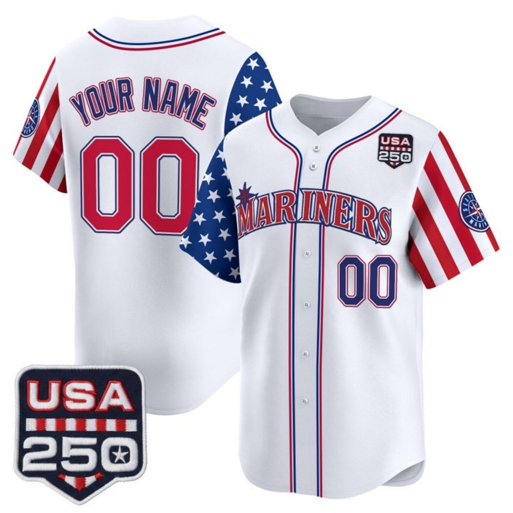 Custom Seattle Mariners America 250 Edition Vapor Premier Limited White Tomch Stitched Jerseys