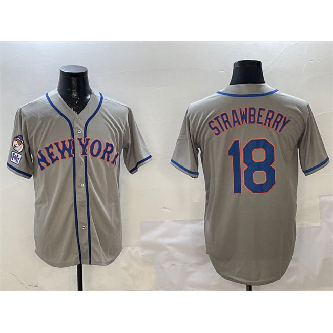 New York Mets #18 Darryl Strawberry Grey Tomch 2025 Spring Training Cool Base Stitched Jersey