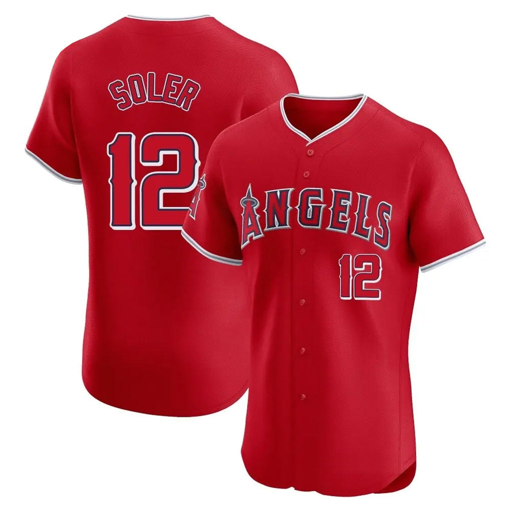 Los Angeles Angels #12 Jorge Soler Player Red Tomch Home Limited Elite Stitched Jerseys