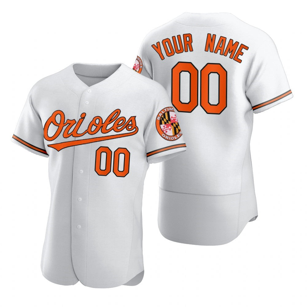 Custom Baltimore Orioles White Tomch 2020 Stitched Flex Base Jersey