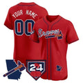 Custom Atlanta Braves 2024 Spring Training & Georgia Patch Vapor Premier Elite Jersey ¨C Red Tomch
