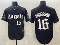 Los Angeles Angels #16 Garret Anderson Black Tomch 'Gothic Halo Edition' Vapor Limited Stitched Jersey