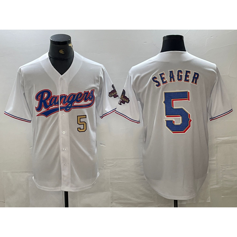 Texas Rangers #5 Corey Seager Number White Tomch 2023 World Series Champions Cool Base Jerseys