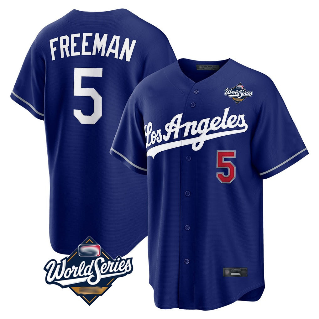 Los Angeles Dodgers #5 Freddie Freeman Player Royal Tomch World Series Game Home Stitched Jerseys