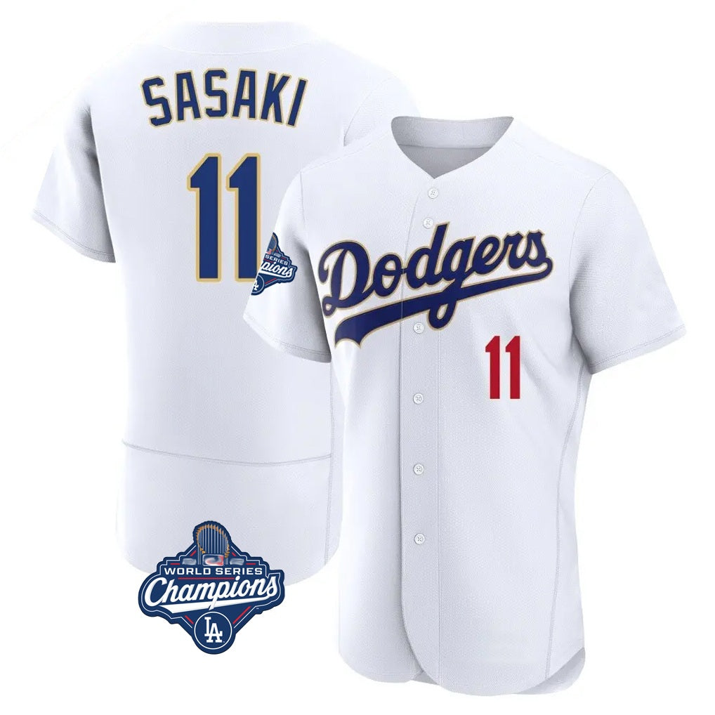 Los Angeles Dodgers #11 Roki Sasaki Player Gold White Tomch World Series Meet 2026 Collection Stadium Limited Elite Stitched Jerseys