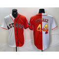 Houston Astros #44 Yordan Alvarez White Orange Thaam Split Stitched Jersey 2