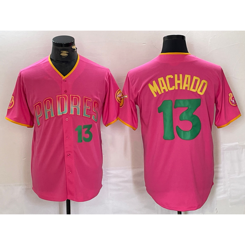 San Diego Padres #13 Manny Machado Pink Tomch Cool Base Stitched Jerseys
