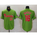 Philadelphia Phillies #16 Brandon Marsh Number Green Tomch With Patch Stitched Cool Base Jersey