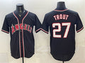 Los Angeles Angels #27 Mike Trout 2026 Fashion Replica Black Tomch Out Stitched Jersey