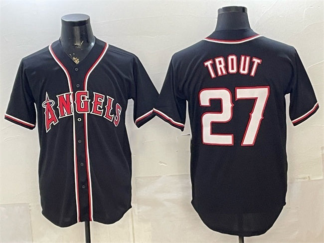 Los Angeles Angels #27 Mike Trout 2026 Fashion Replica Black Tomch Out Stitched Jersey