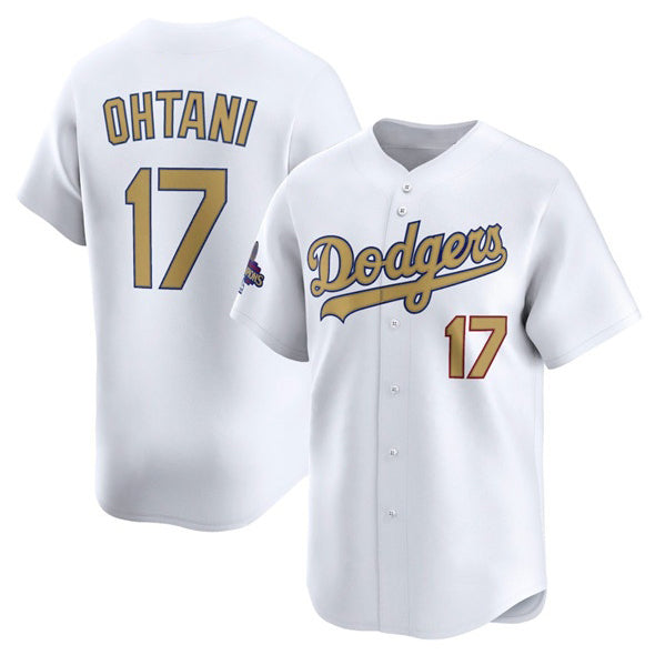 Los Angeles Dodgers #17 Shohei Ohtani White Thaam 2025 Gold Collection Limited Stitched Jersey