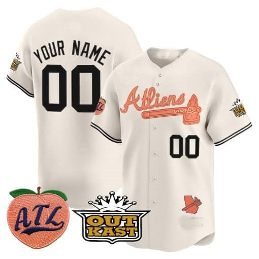 Custom Atlanta Braves Atliens & Peach Vapor Premier Limited Jersey ¨CCream Tomch