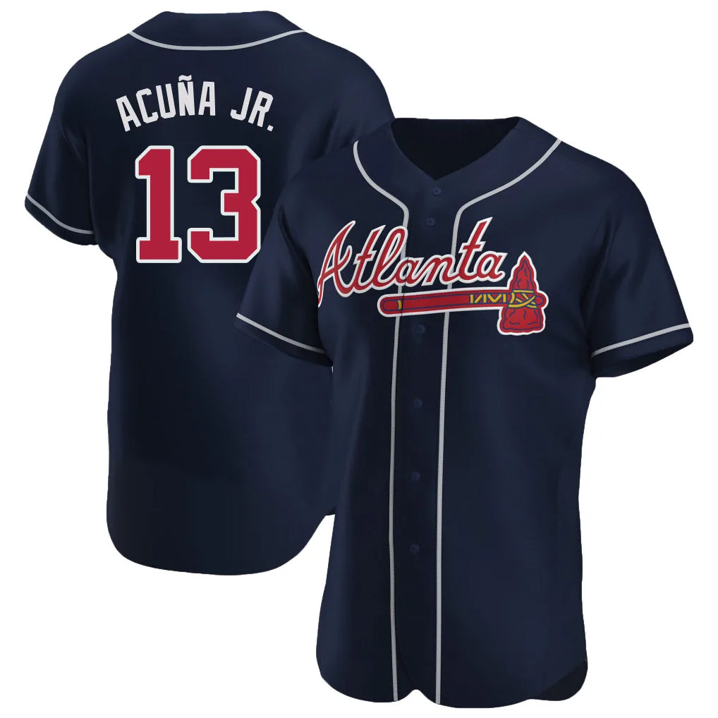 Atlanta Braves #13 Ronald Acuna Jr Player Navy Tomch Limited Elite Home Game Stitched Jerseys