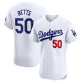 Los Angeles Dodgers #50 Mookie Betts White Thaam Home Elite Stitched Jersey
