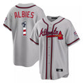 Atlanta Braves #1 Ozzie Albies Player Gray Tomch USA 250 Fourth Of July Limited Home Game Stitched Jerseys