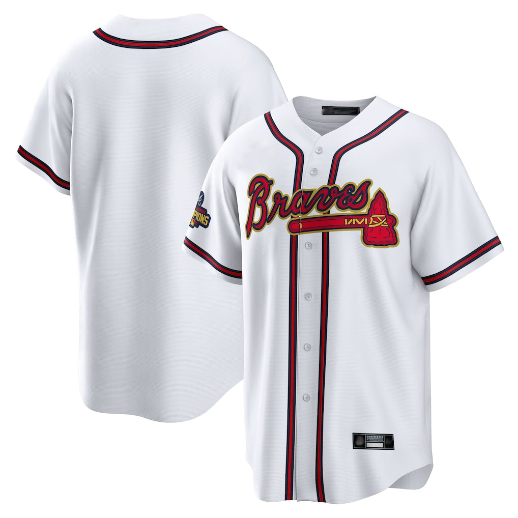 Atlanta Braves White Gold Tomch Home Game Blank Player Stitched Jerseys