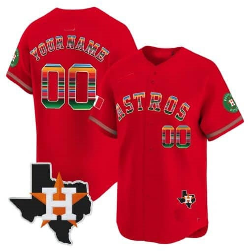 Custom Houston Astros Mexico Texas Patch Vapor Premier Limited Jersey ¨CRed Tomch