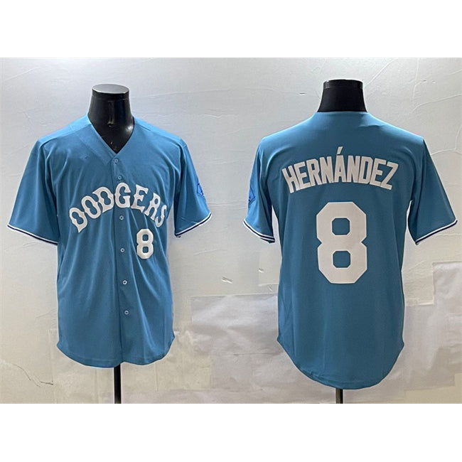 Los Angeles Dodgers #8 Enrique Hernandez Light Blue Tomch Limited Stitched Jersey