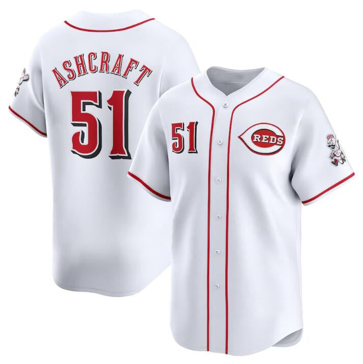 Cincinnati Reds #51 Graham Ashcraft White Tomch Home Limited Stitched Jersey