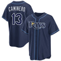 Tampa Bay Rays #13 Junior Caminero Navy Tomch Cool Base Stitched Jersey