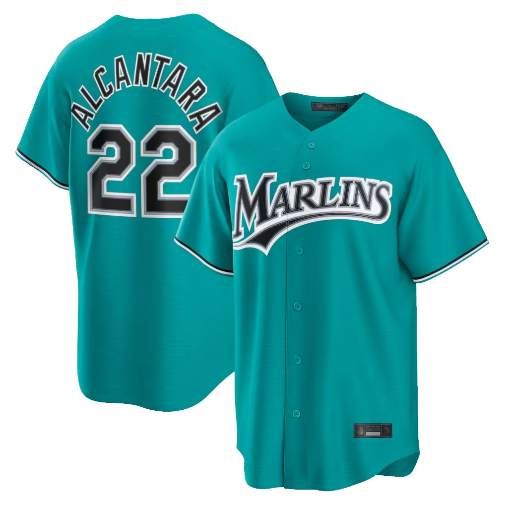 Miami Marlins #22 Sandy Alcantara Player Teal Tomch Home Game Stitched Jerseys
